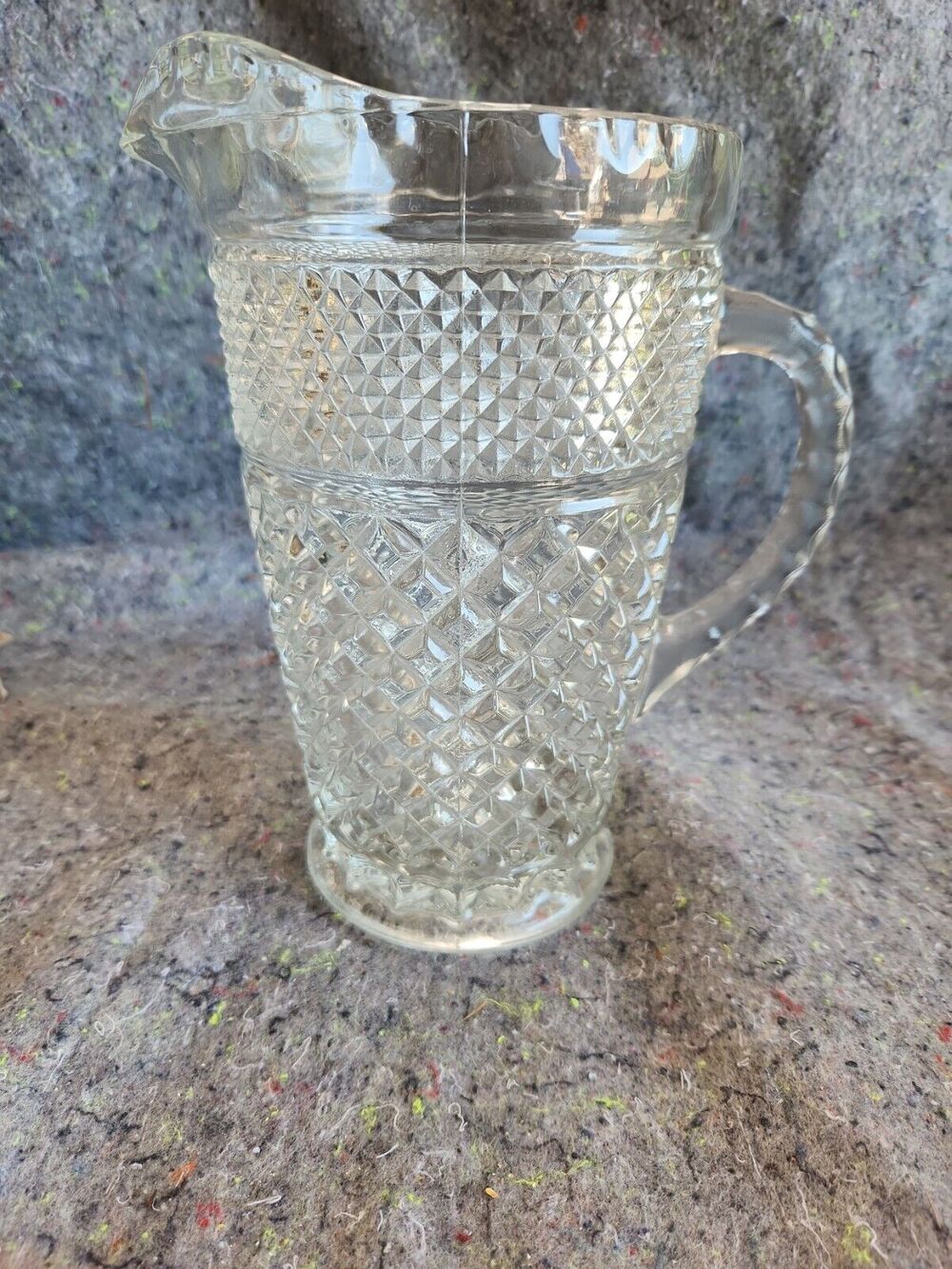 Vintage Anchor Hocking Wexford 64 Oz Pewter Mist Color Glass Pitcher